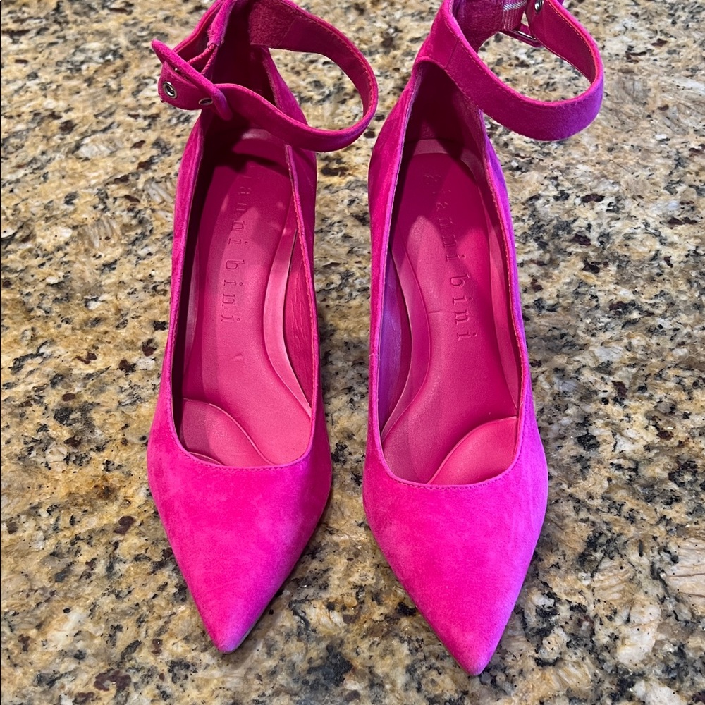 Gianni Bini Fuchsia Suede Ankle Strap Heels